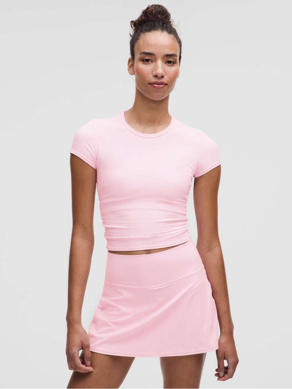 Lululemon All It Takes Back-Twist Ribbed Short-Sleeve Shirt in Pink Organza